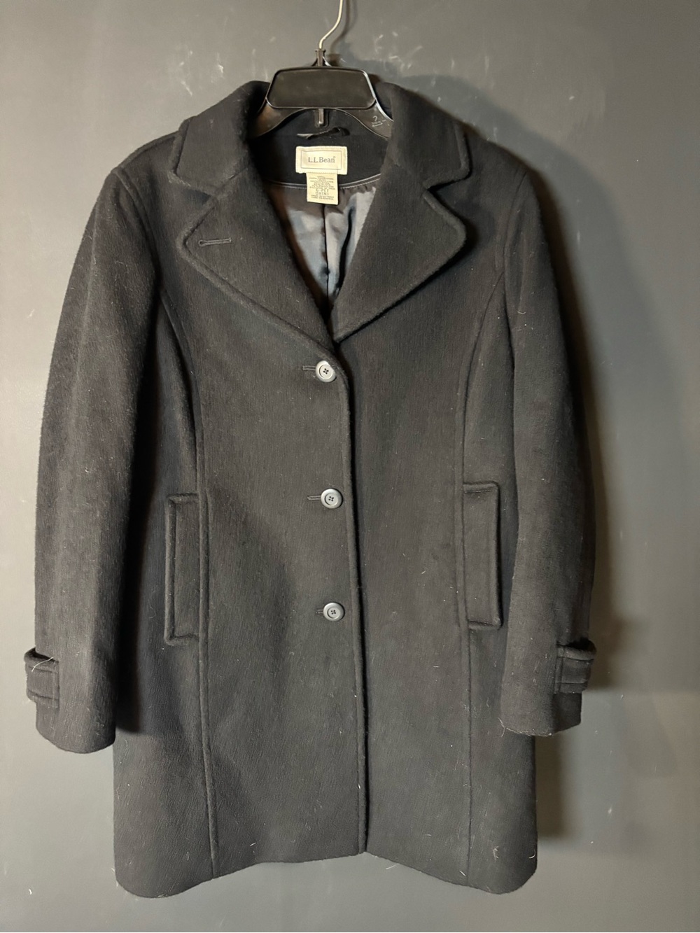 L.L. Bean Women's Black Lambswool Pea Coat-6P